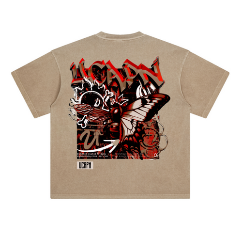 BeeFLY Oversize Tee Washed (Mocha & Red)