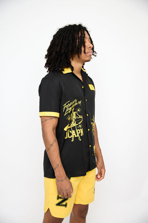 Chilling in Paradise Button up (Black & Yellow)