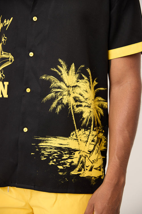 Chilling in Paradise Button up (Black & Yellow)
