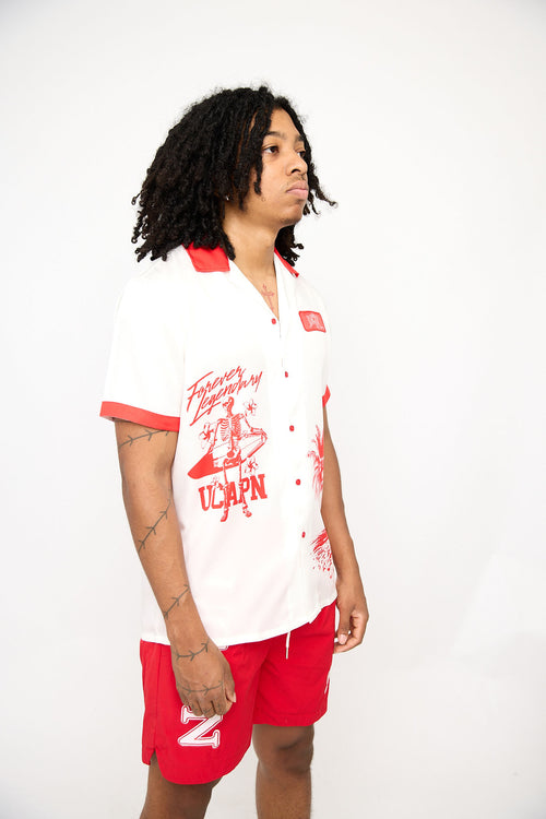 Chilling in Paradise Button up ( Red & White)