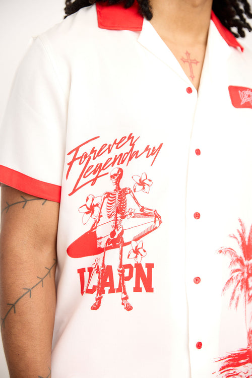 Chilling in Paradise Button up ( Red & White)