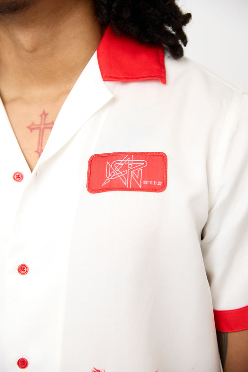 Chilling in Paradise Button up ( Red & White)